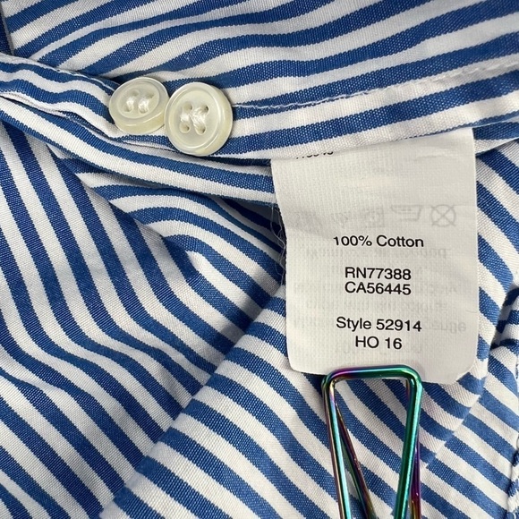 J Crew Haberdashery Blue White Striped Long Sleeve Shirt Size XXS Women's - Picture 5 of 5